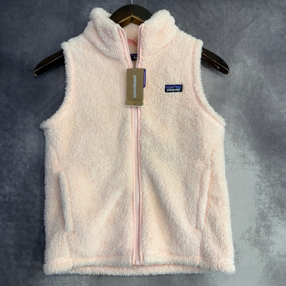 Patagonia Girls Los Gatos Fleece Vest Pink Opal Full Zip Size Large 12 NWT